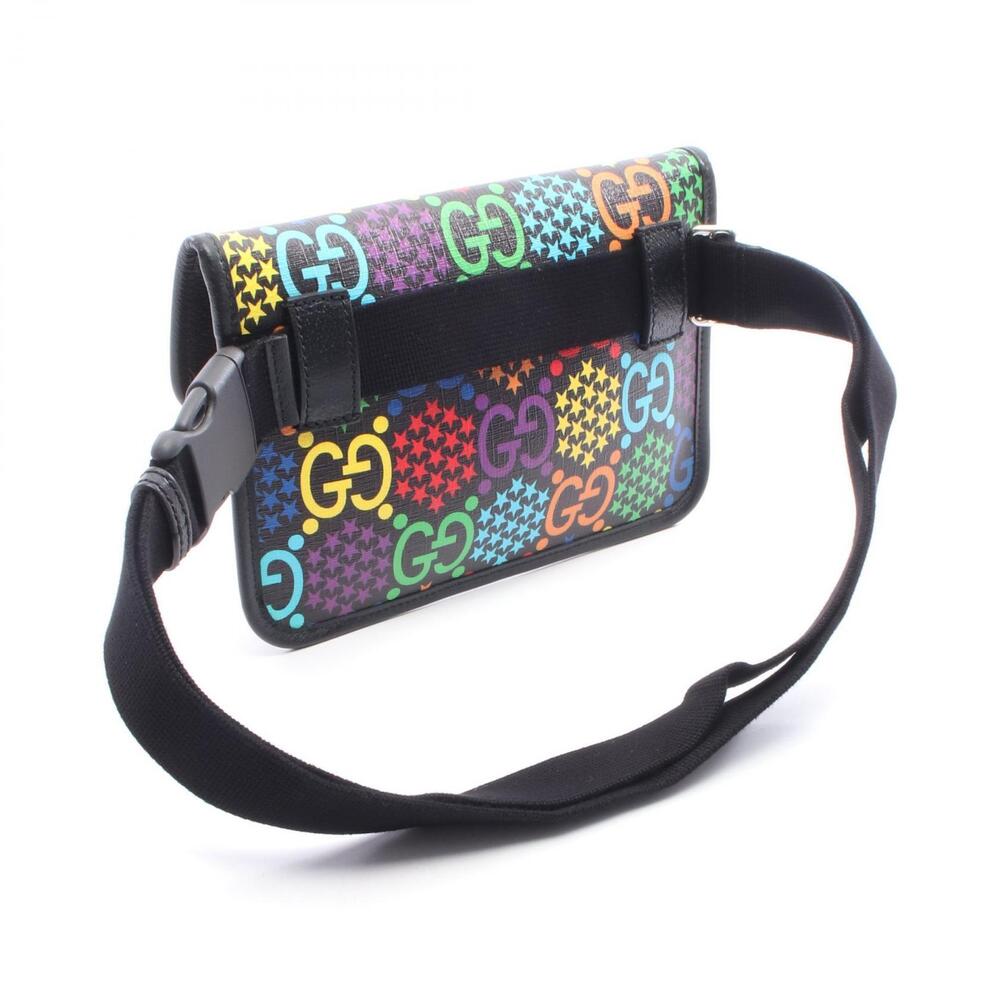 Gucci Psychedelic Waist Black GG Canvas Bag Multicolor Leather